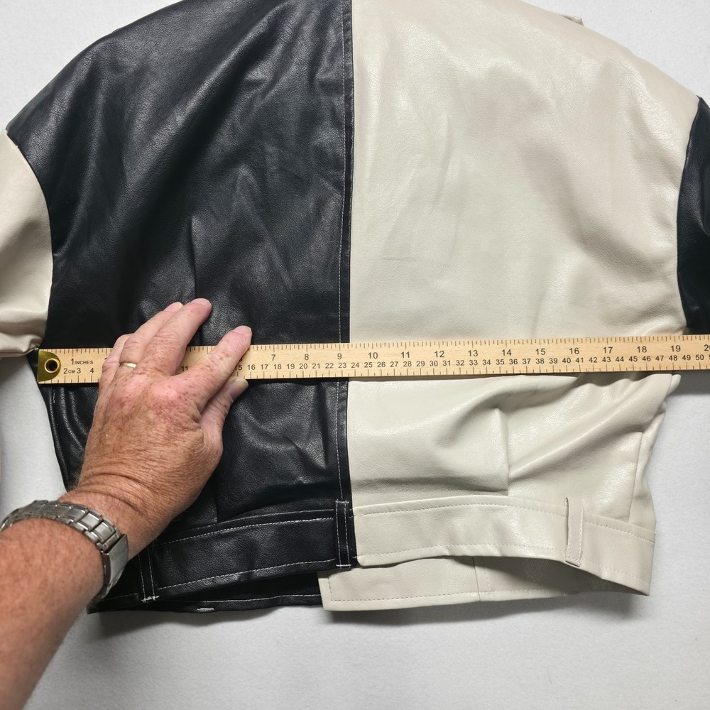 Bailey Rose Women's Colorblock Faux Leather Moto Jacket Size Medium - Picture 7 of 10